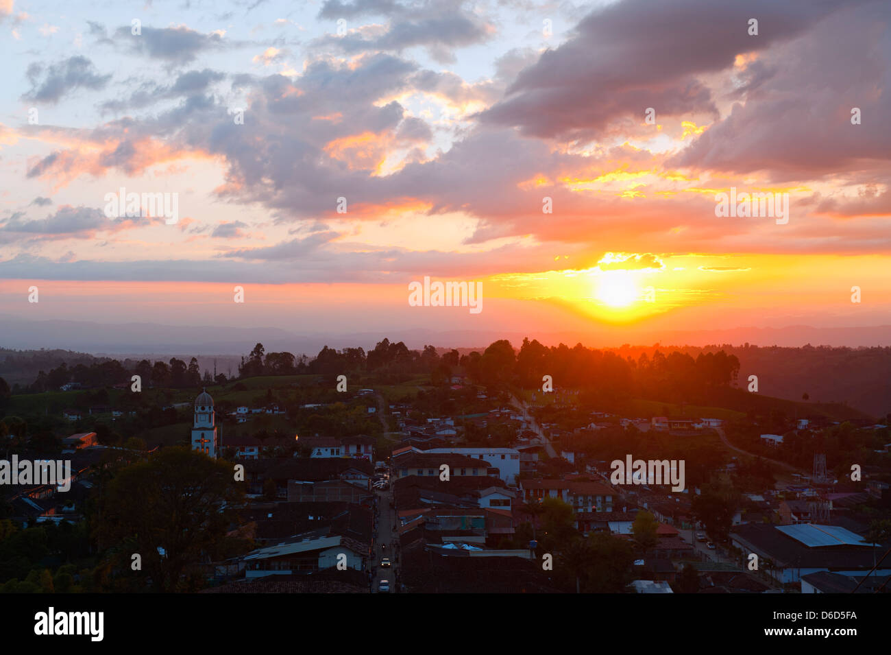 Tramonto su Salento, Colombia, Sud America Foto Stock