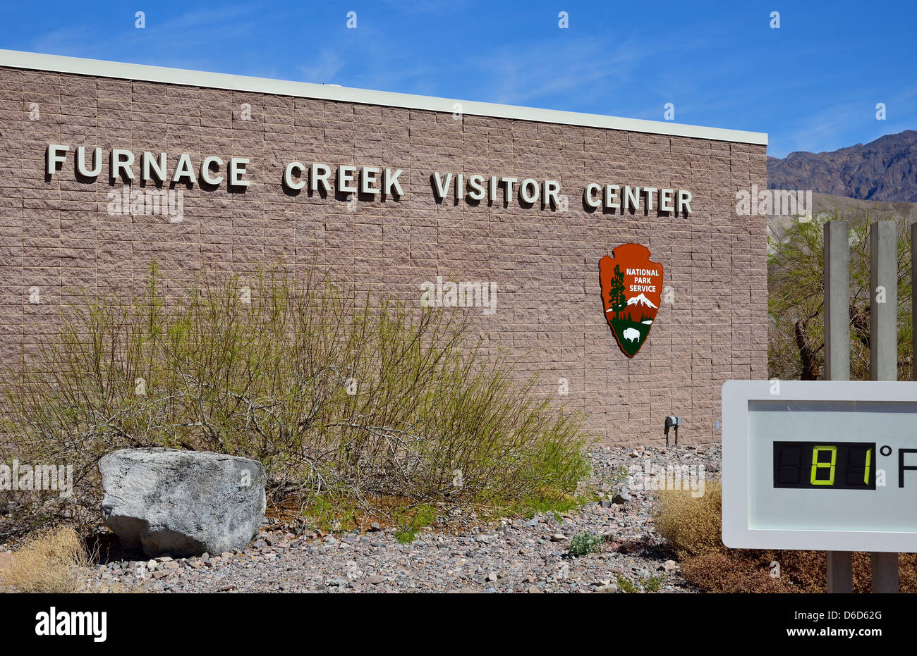 Forno Creek Visitor Centre. Parco Nazionale della Valle della Morte, California, Stati Uniti d'America. Foto Stock