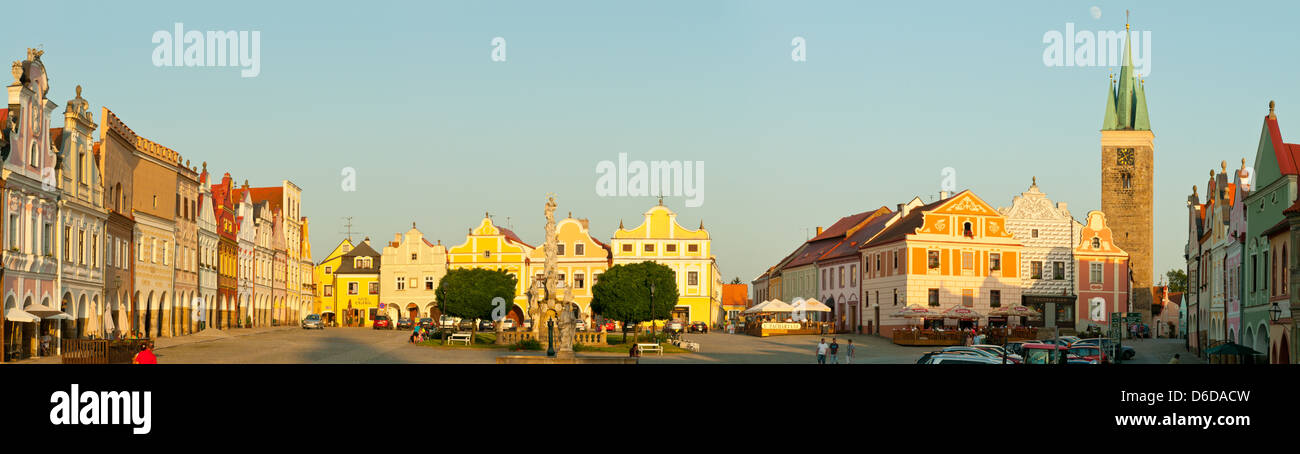 La piazza del mercato, Telc, Moravia Repubblica Ceca Foto Stock