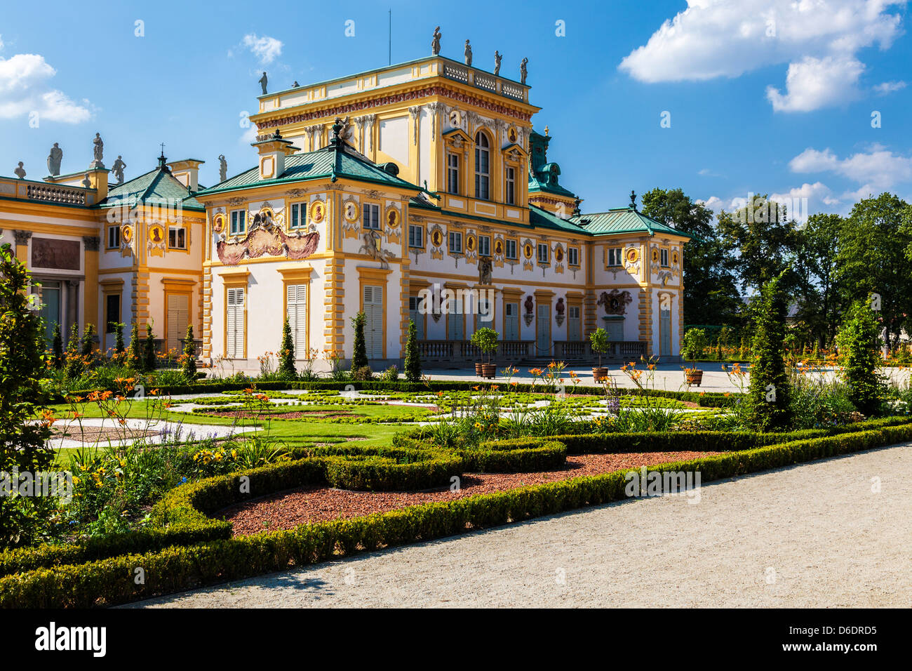 Un angolo del xvii secolo Wilanów palazzo reale e i giardini a Varsavia in Polonia. Foto Stock