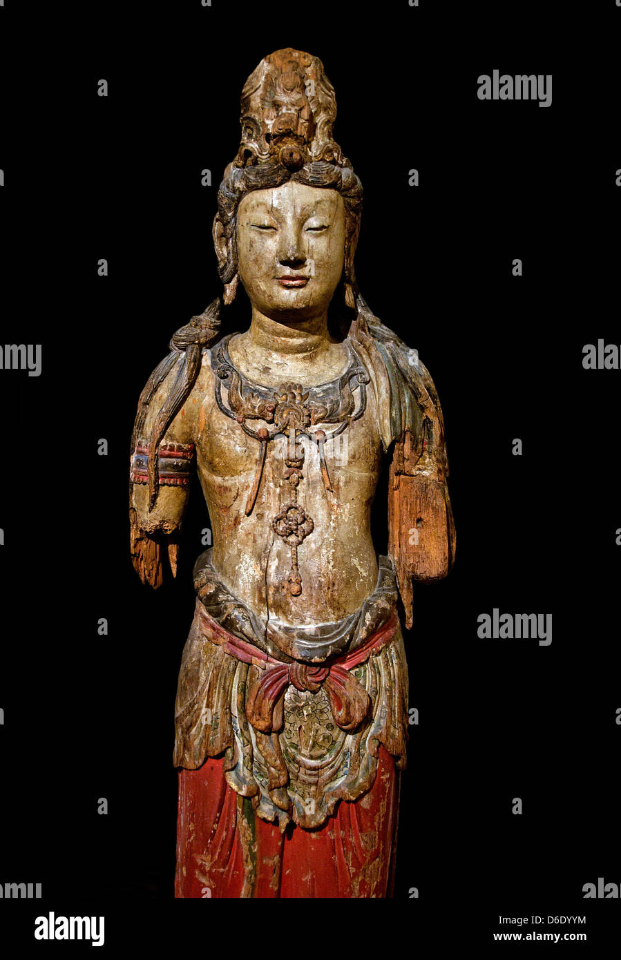 Bodhisattva Avalokitesvara Cina in legno policromo cinque dinastie periodo 907-960 cinese di annunci Foto Stock