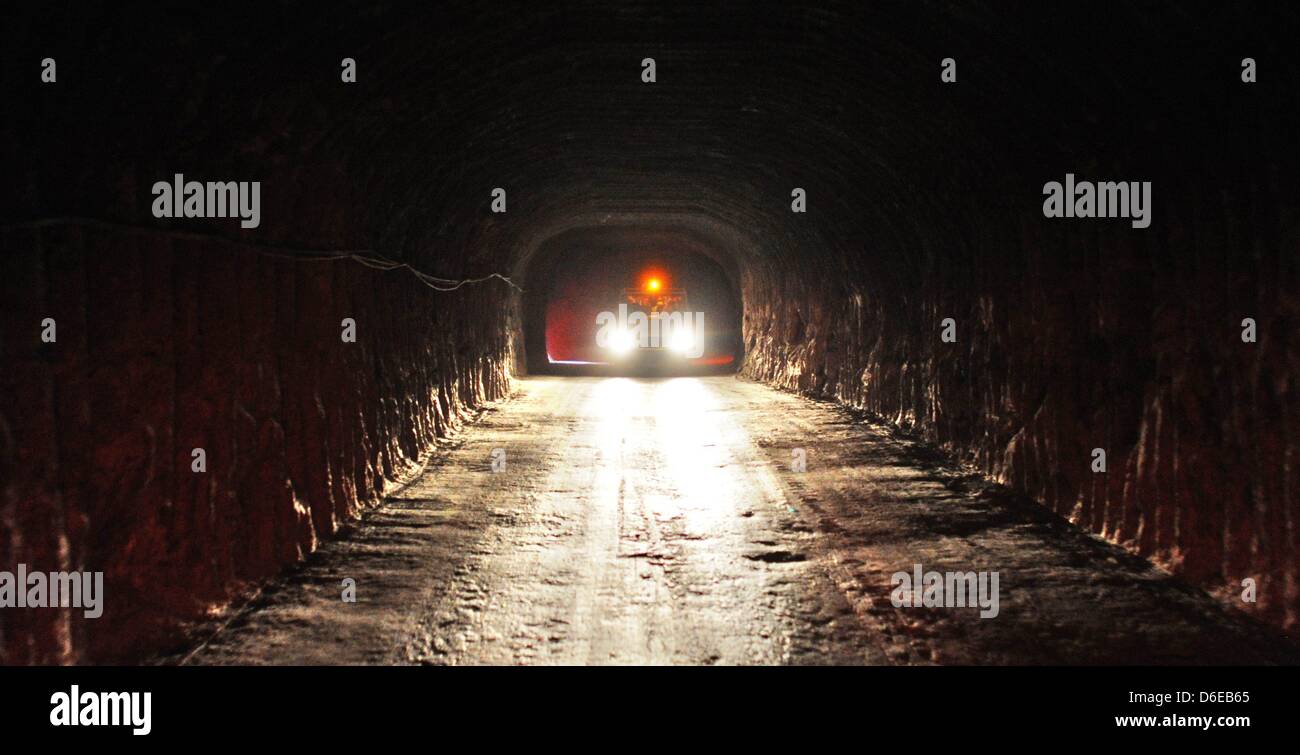 I visitatori guardano il nucleare sgangherato impianto di stoccaggio di rifiuti di Inter vicino remlingen, Germania, 21 gennaio 2012. Foto: Julian Stratenschulte Foto Stock