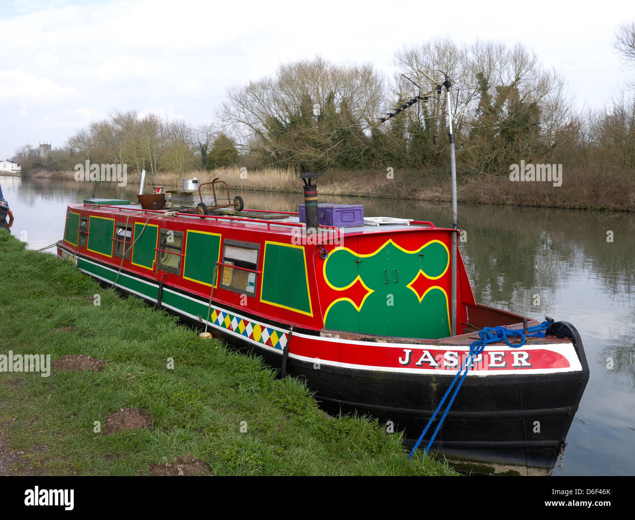 Barge, Gloucester e Nitidezza Canal vicino a Fradley, Gloucestershire, Marzo 2013 Foto Stock