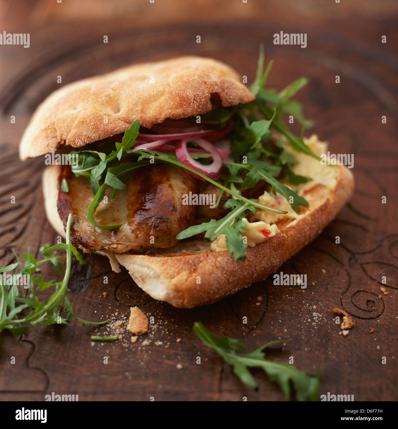 Sandwich di salsiccia Foto Stock