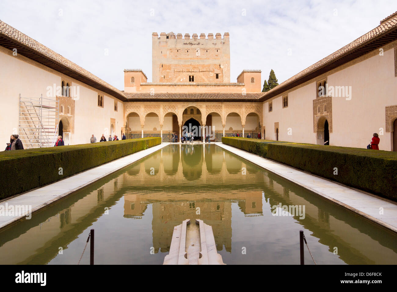 Corte dei Mirti, Patio de los Arrayanes, Comores Palace, Nasrid palazzi, Alhambra di Granada, Spagna Foto Stock