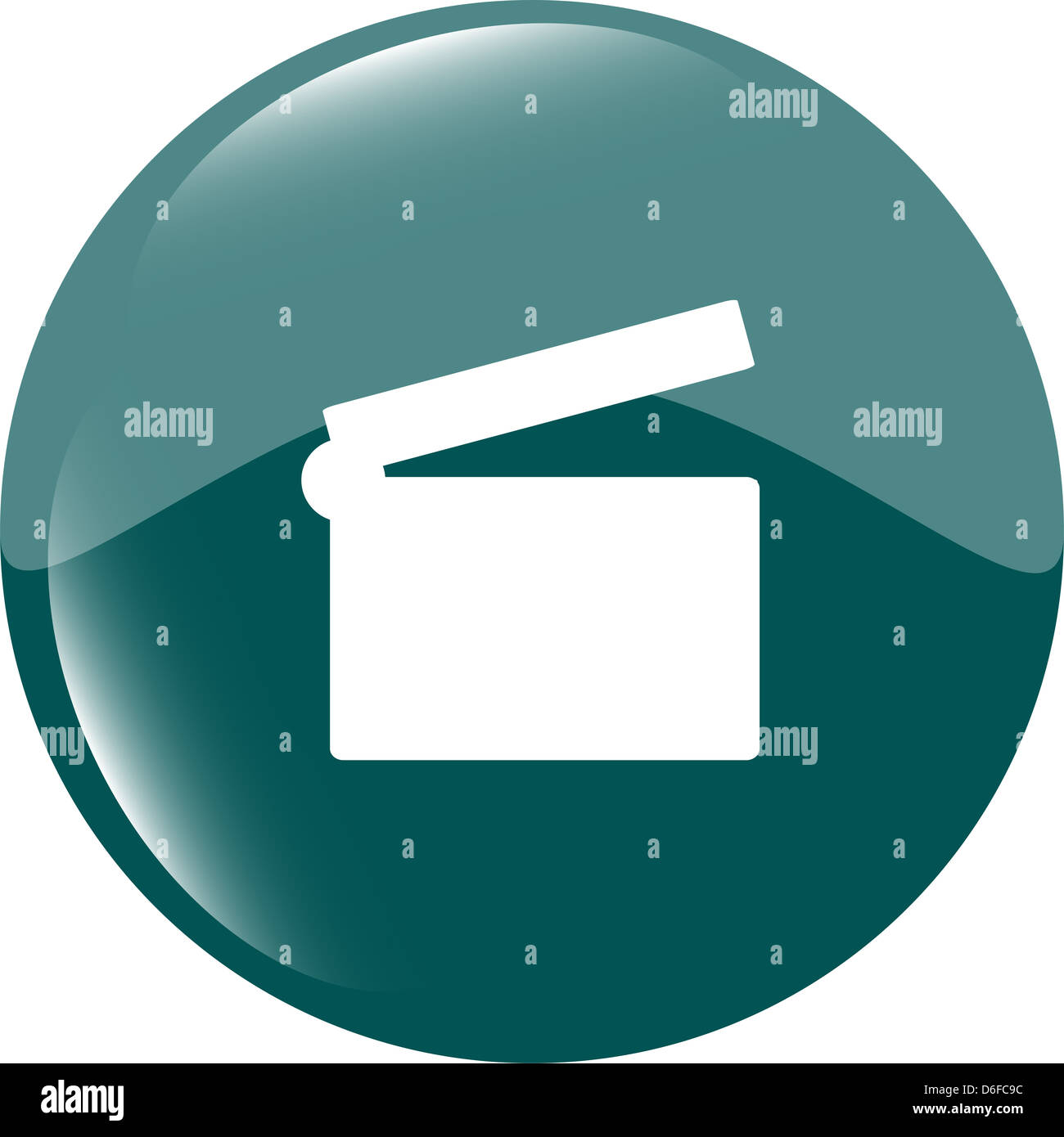 Cinema lucido pulsante icona su sfondo bianco Foto Stock