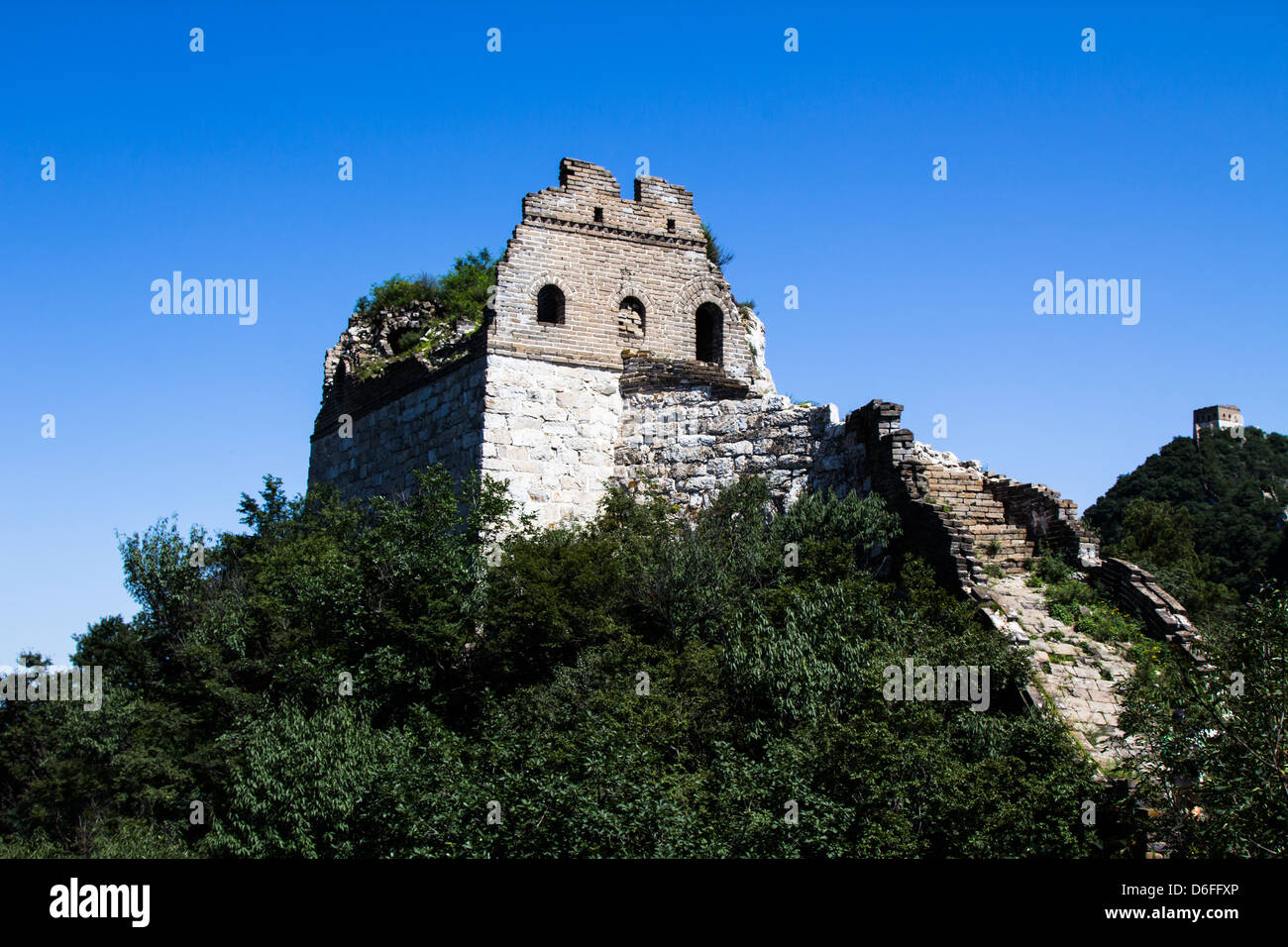 La Grande Muraglia della Cina - viste dal Jiankou a Mutianyu Foto Stock