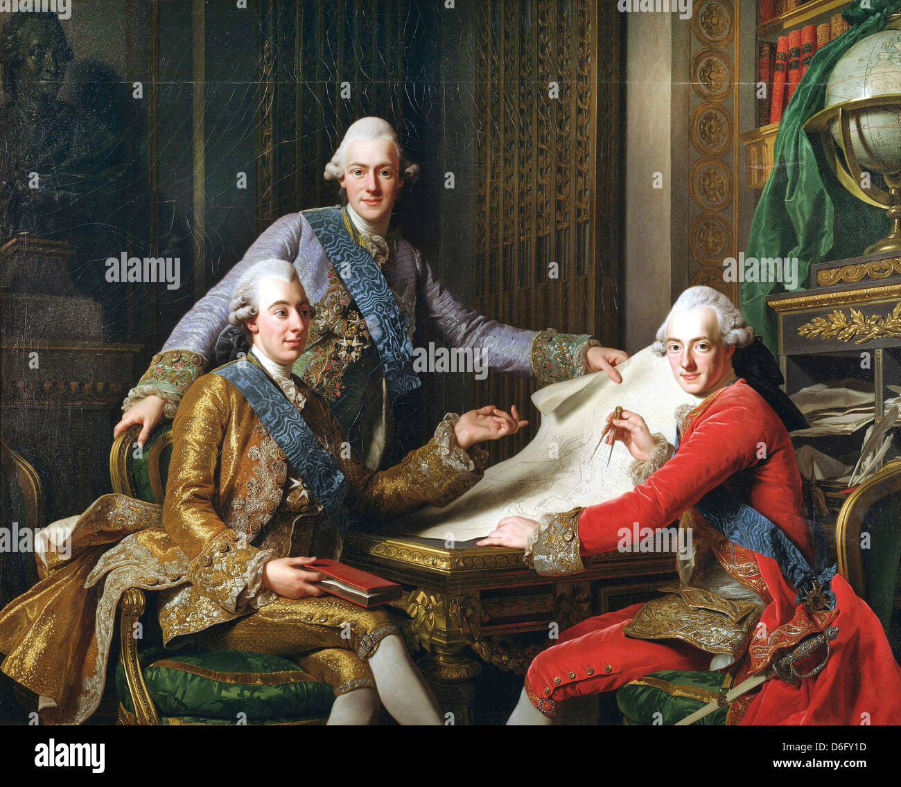 Alexander Roslin, Re Gustavo III di Svezia e i suoi fratelli 1771 olio su tela. Nationalmuseum, Stoccolma, Svezia Foto Stock