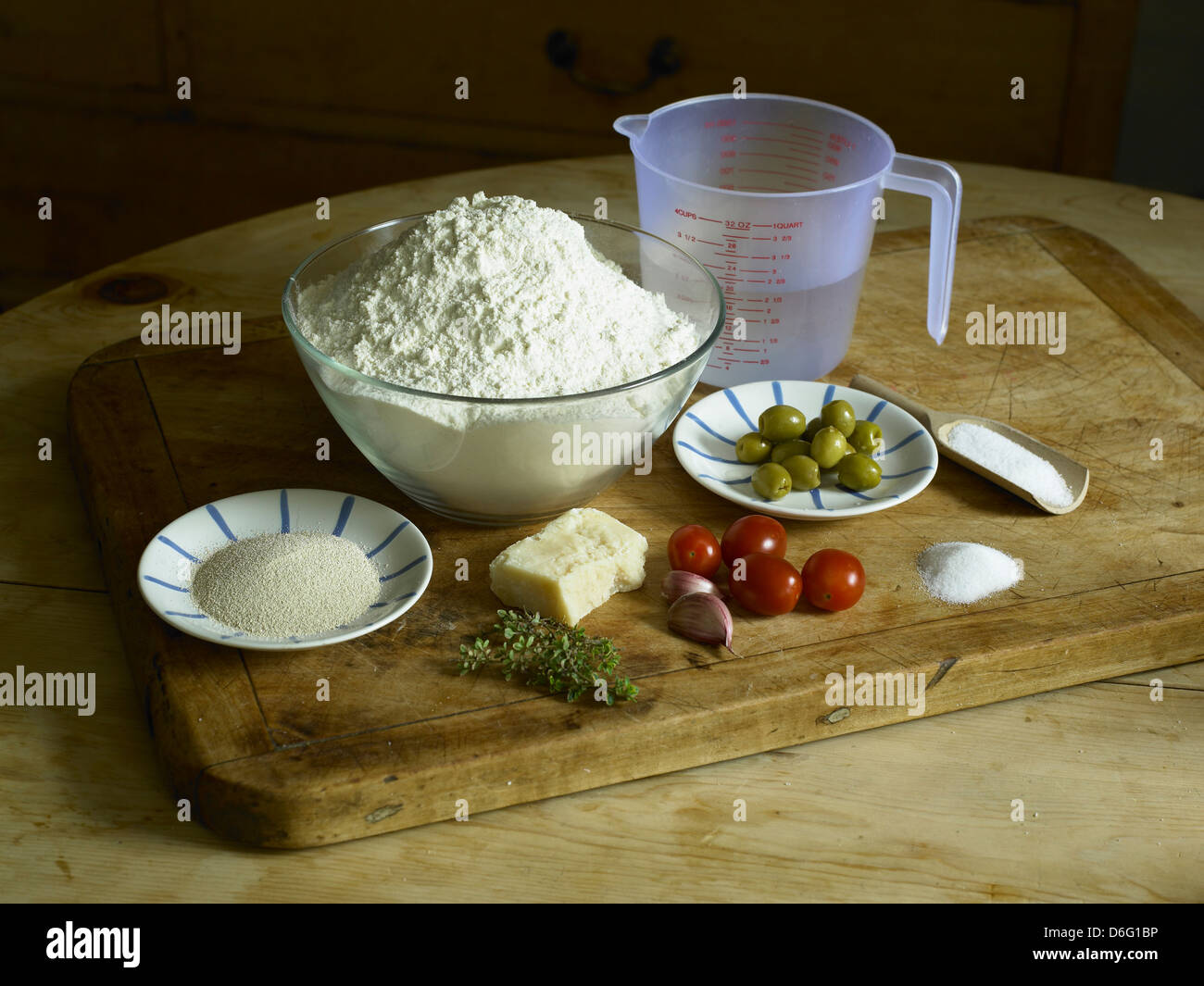 Ingredienti per lo stile italiano - pane con ricetta / fase shot Foto Stock