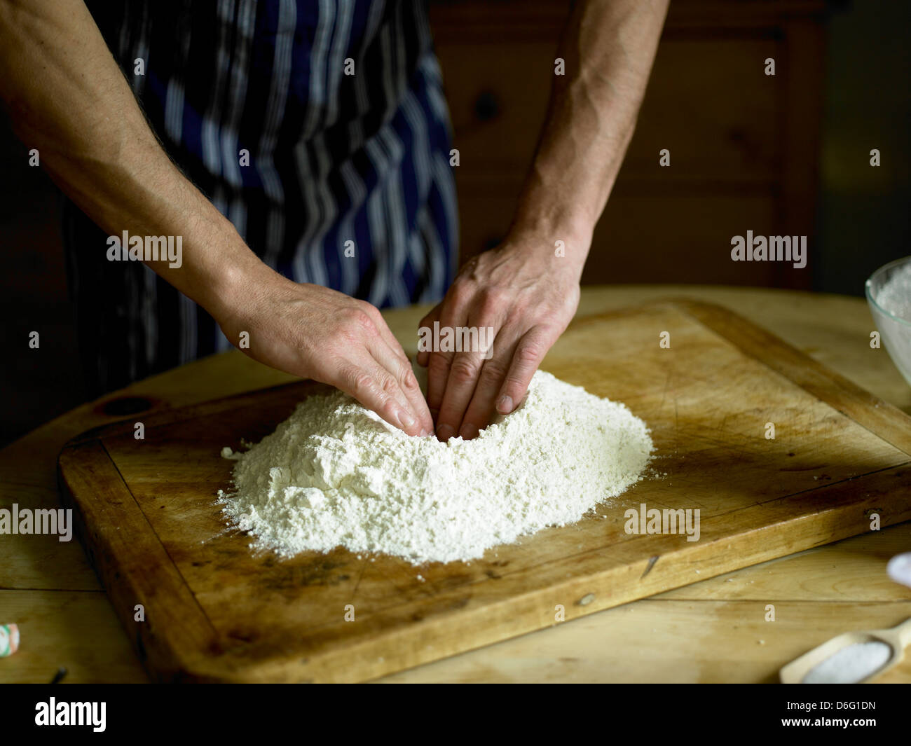 Preparare il pane - con ricetta / fase shot Foto Stock