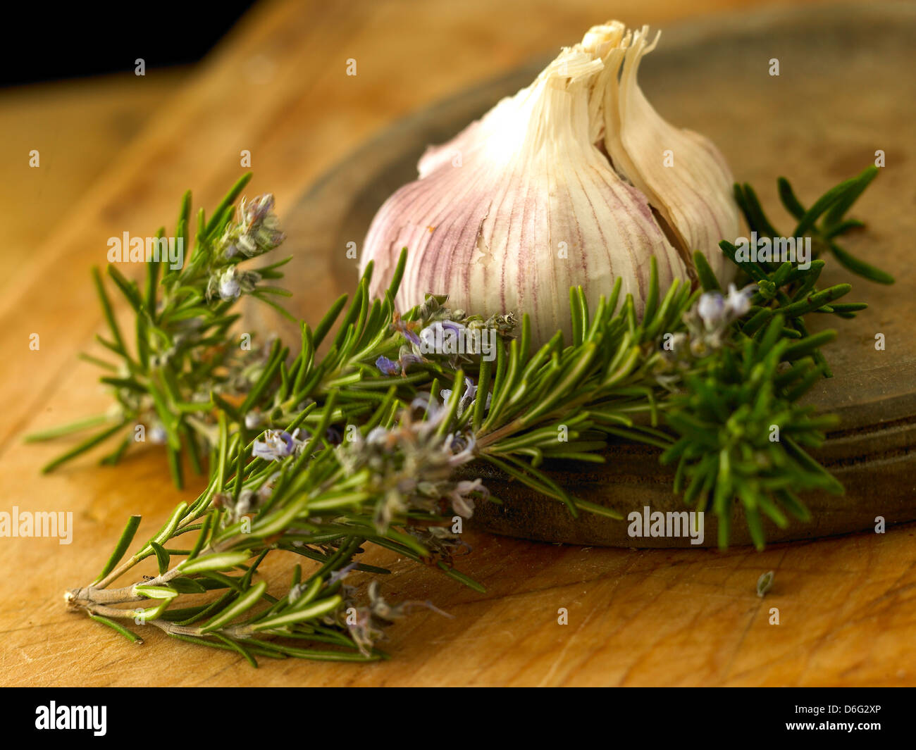 Il rosmarino e aglio Foto Stock