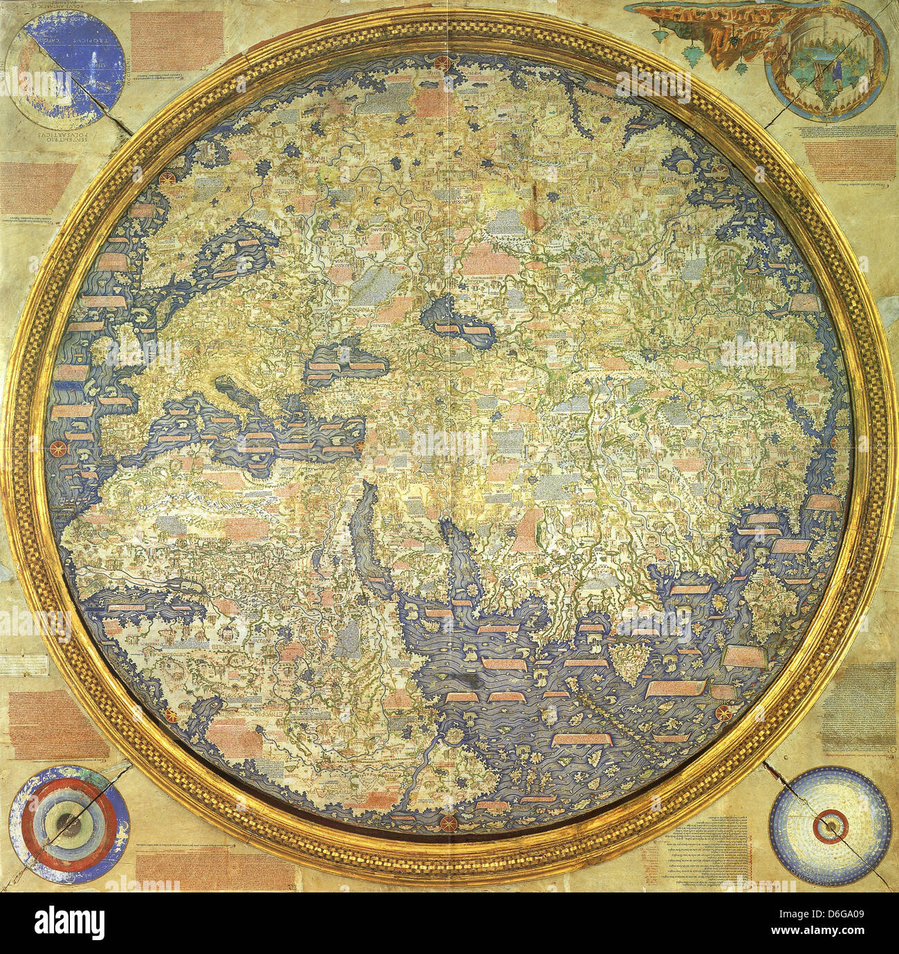 FRA MAURO mappa tracciata nel 1450 dal monaco veneziano fra (Fratello) Mauro Foto Stock