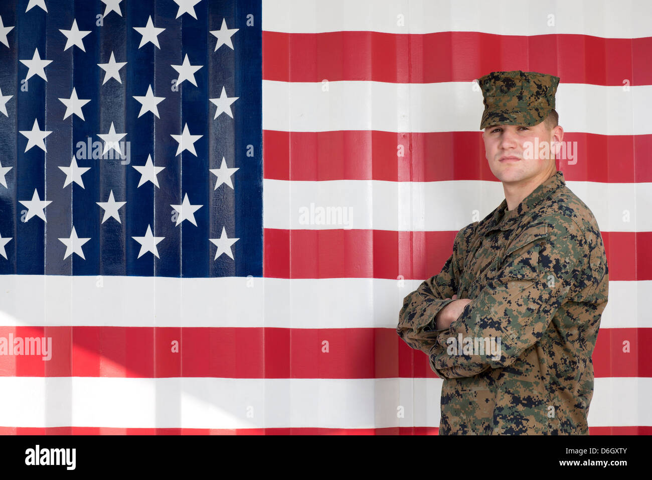 Veterani in camuffamento da noi bandiera Foto Stock