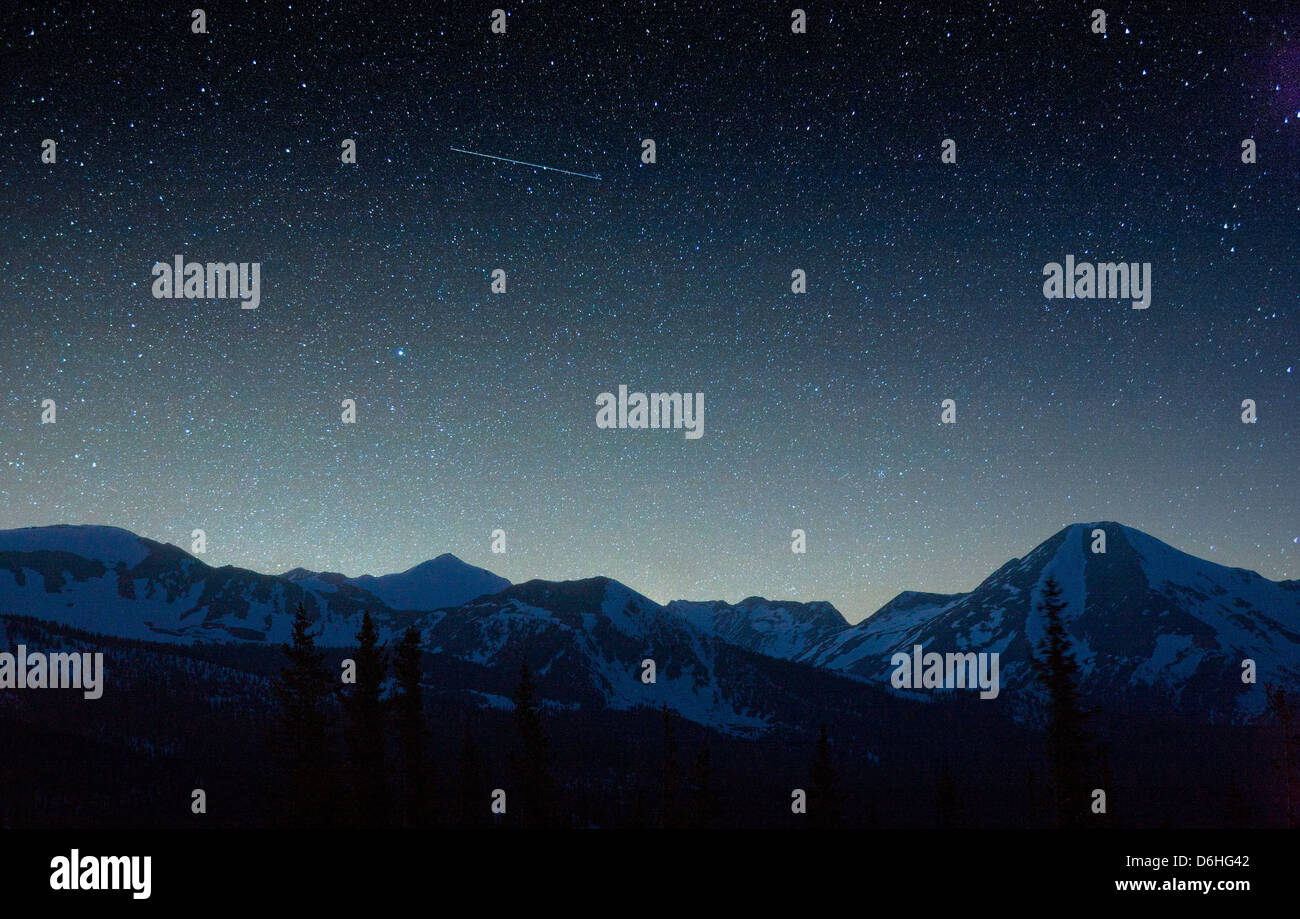 Stella cielo riempito da Monarch Pass, Sawatch Range, Chaffee County, Colorado, STATI UNITI D'AMERICA Foto Stock