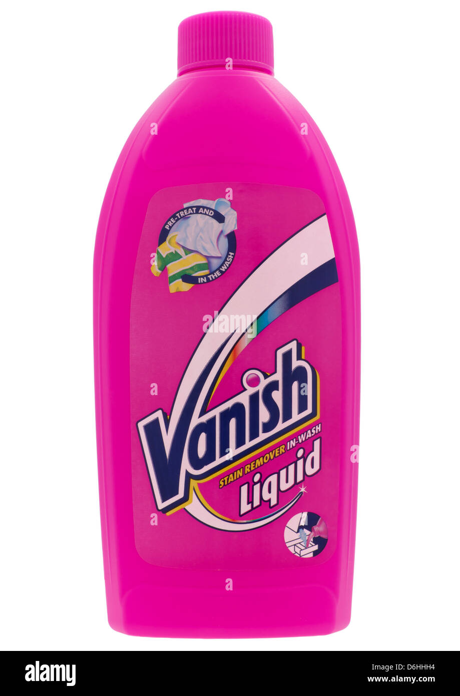 Bottiglia di Vanish Smacchiatore liquido su sfondo bianco Foto Stock