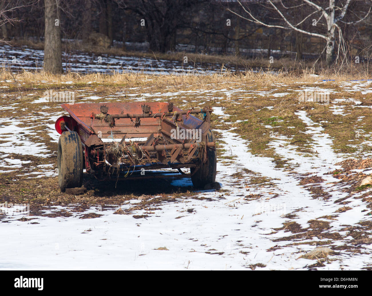 Dispersore per letame macchina agricola Foto Stock