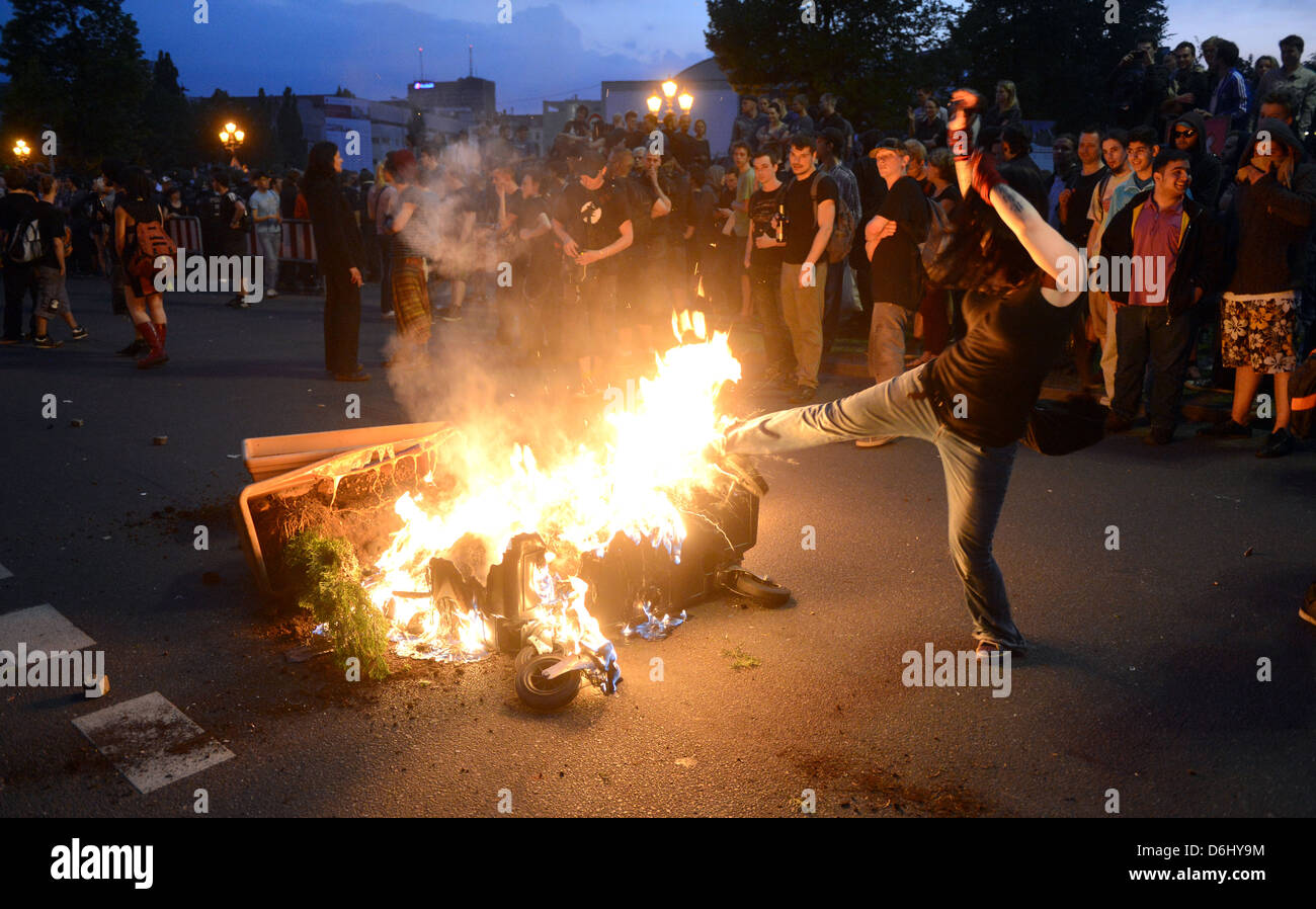 Berlino, Germania, sulla dimostrazione 1 Maggio 2012 Foto Stock