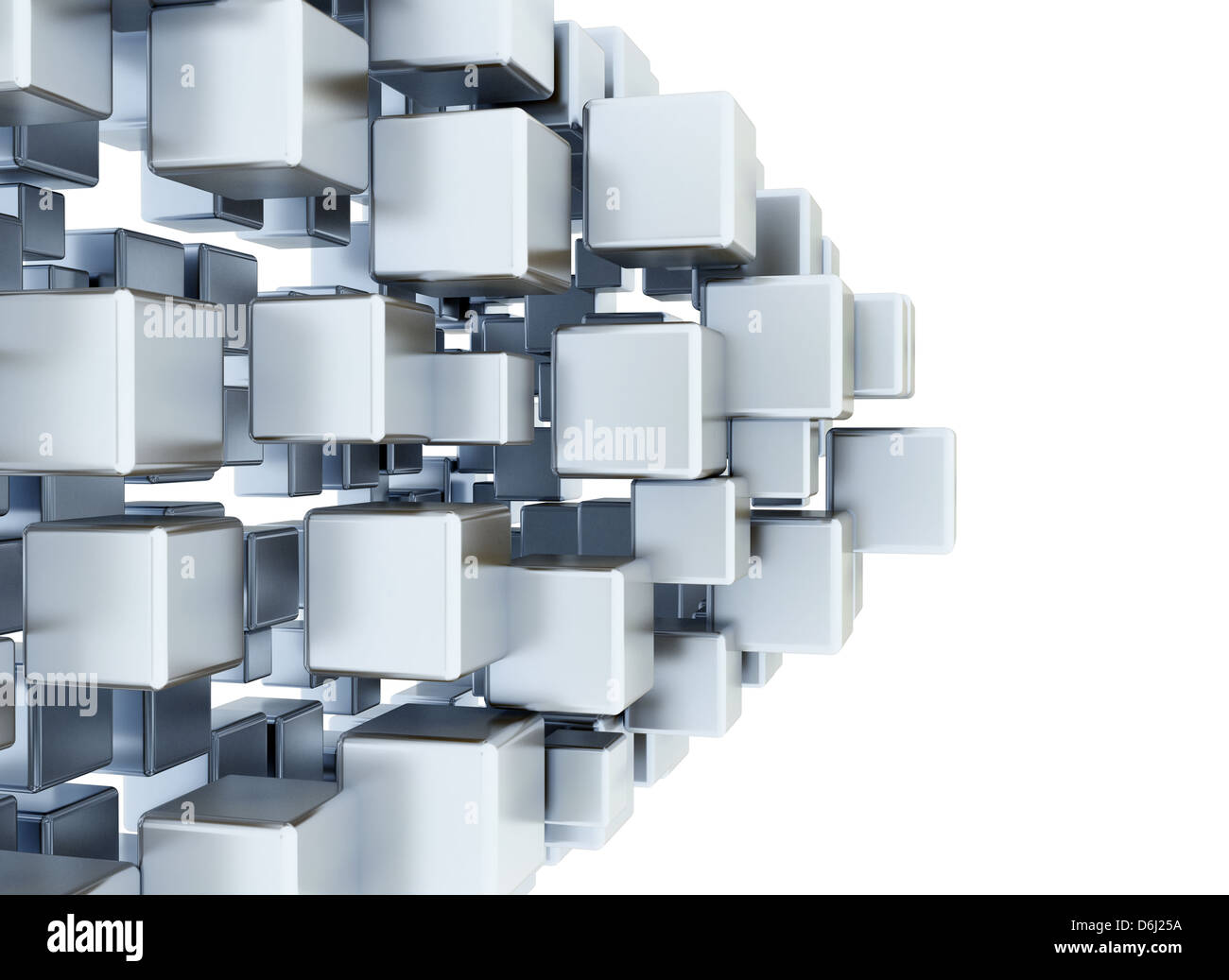 Cubi di metallo design isolato su sfondo bianco Foto Stock