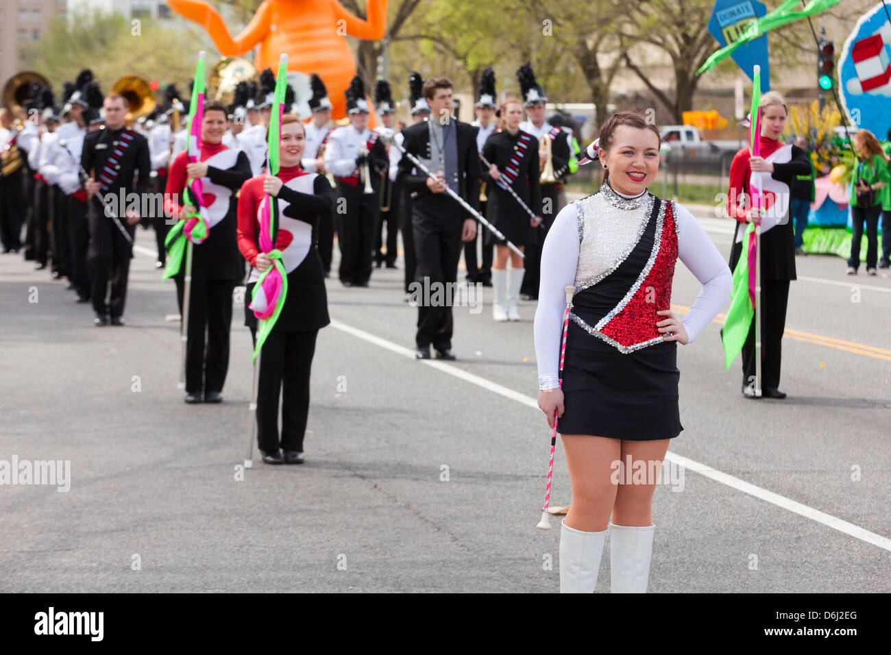 Baton majorette in high school band - Washington DC, Stati Uniti d'America Foto Stock