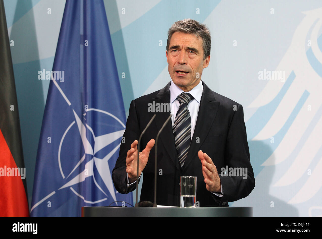 Berlino, Germania, Anders Fogh Rasmussen, il Segretario generale della NATO Foto Stock