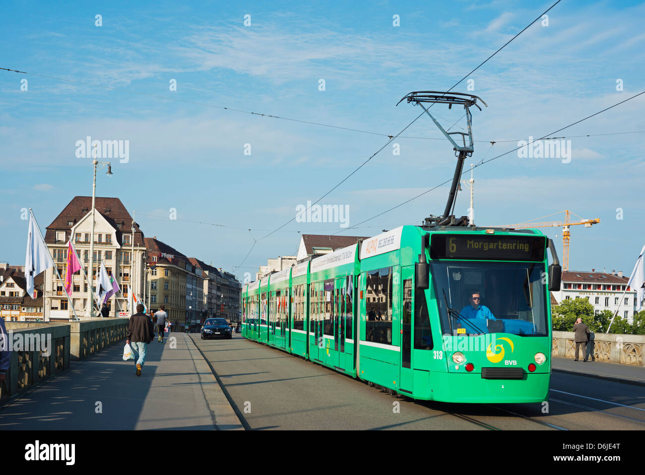 Centro citta' Tram, Basilea, Svizzera, Europa Foto Stock