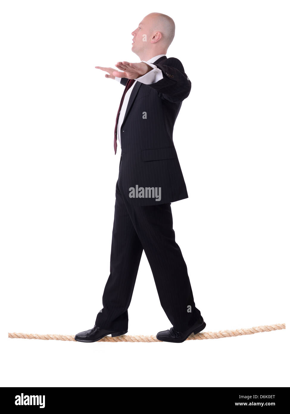 Imprenditore a piedi la linea isolata su sfondo bianco Foto Stock