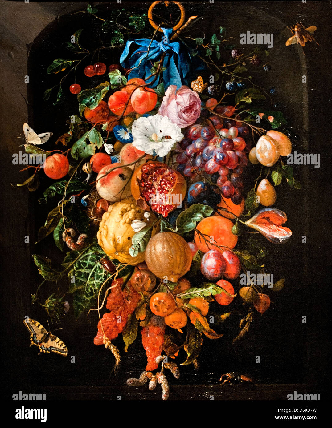 Festone di fiori e frutta 1660 Jan Davidsz de Heem olandese Paesi Bassi Foto Stock