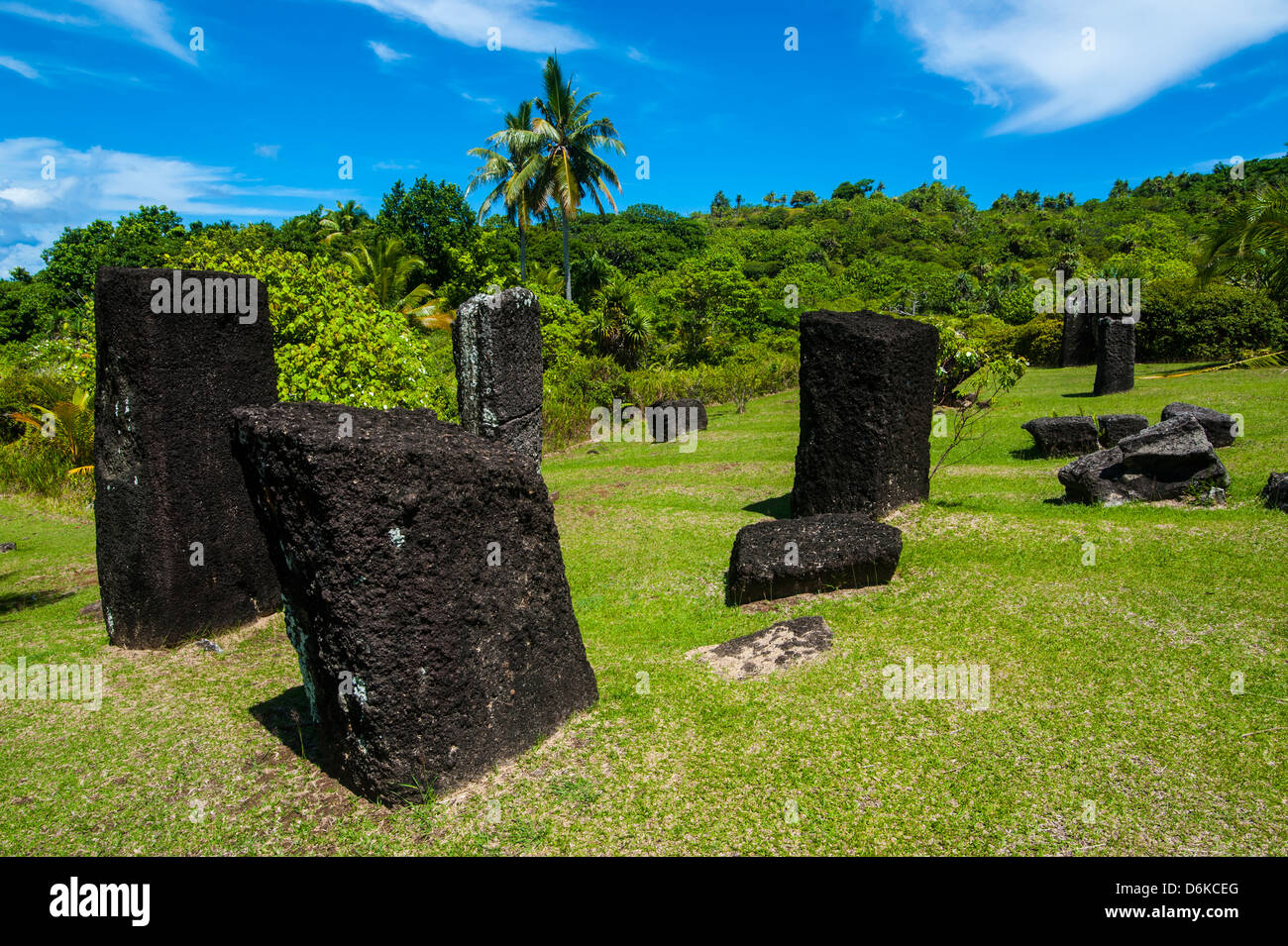 Monoliti di basalto noto come Badrulchau, Isola di Babeldoab, Palau, Pacifico centrale e del Pacifico Foto Stock