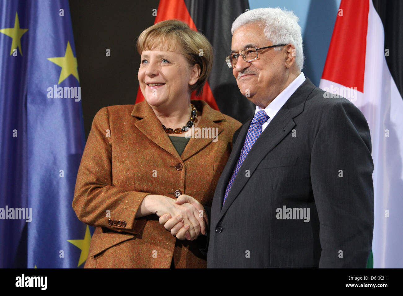 Berlino, Germania, il Cancelliere tedesco Angela Merkel con Mahmoud Abbas, Presidente dell'Autonomiebehoerde palestinese Foto Stock