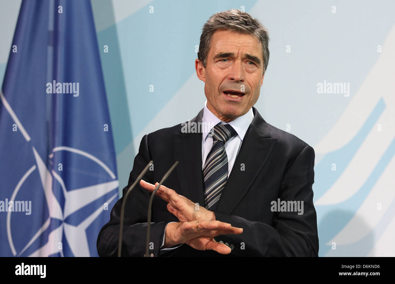 Berlino, Germania, Anders Fogh Rasmussen, il Segretario generale della NATO Foto Stock