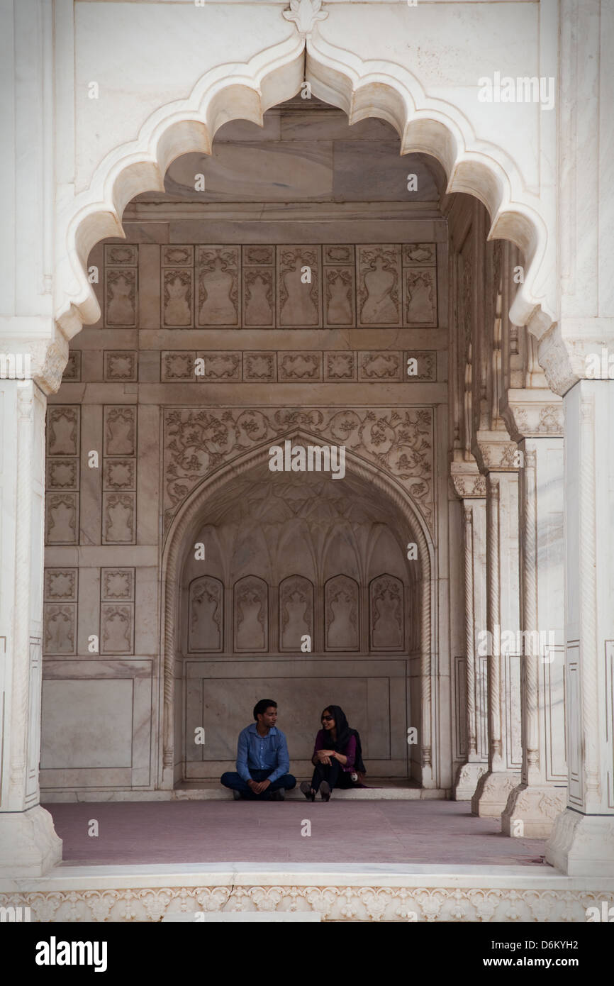 Diwan-i-Khas o sala di udienza privata, al Forte di Agra, India Foto Stock