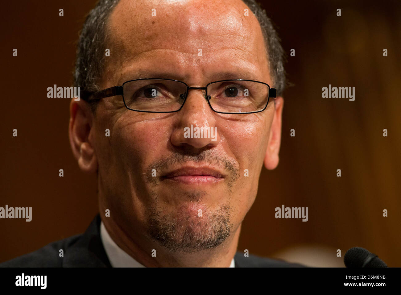 Stati Uniti Segretario di lavoro Thomas Perez durante il suo senato audizione di conferma. Foto Stock