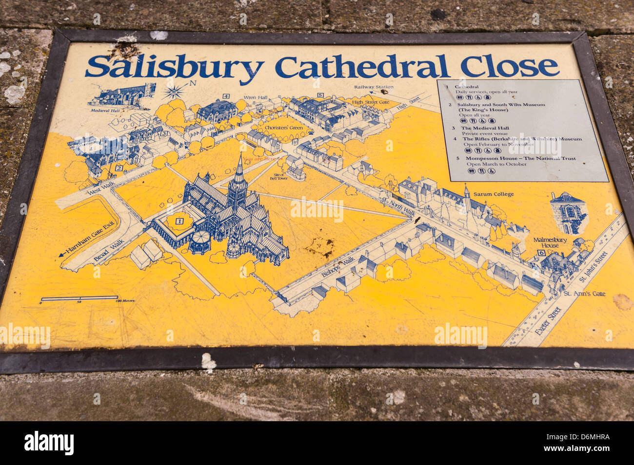 Una mappa della Cattedrale di Salisbury in Salisbury , Wiltshire , Inghilterra , Inghilterra , Regno Unito Foto Stock