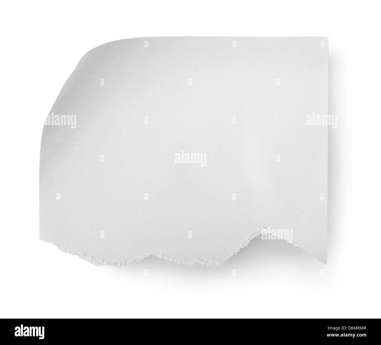 Foglio di carta bianca isolata su sfondo bianco Foto Stock