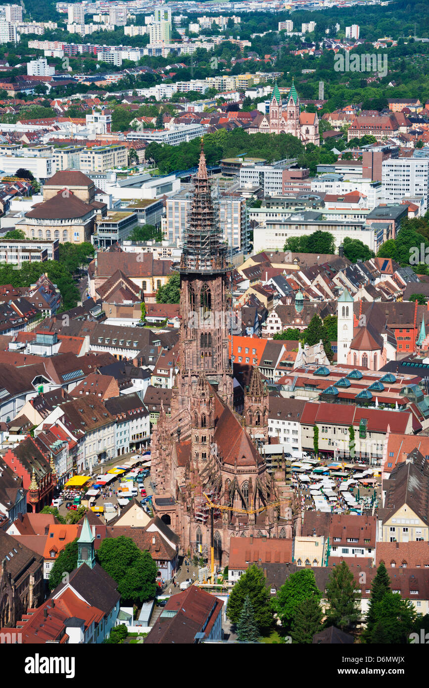 Cattedrale di Friburgo, Freiburg, Baden-Württemberg, Germania, Europa Foto Stock