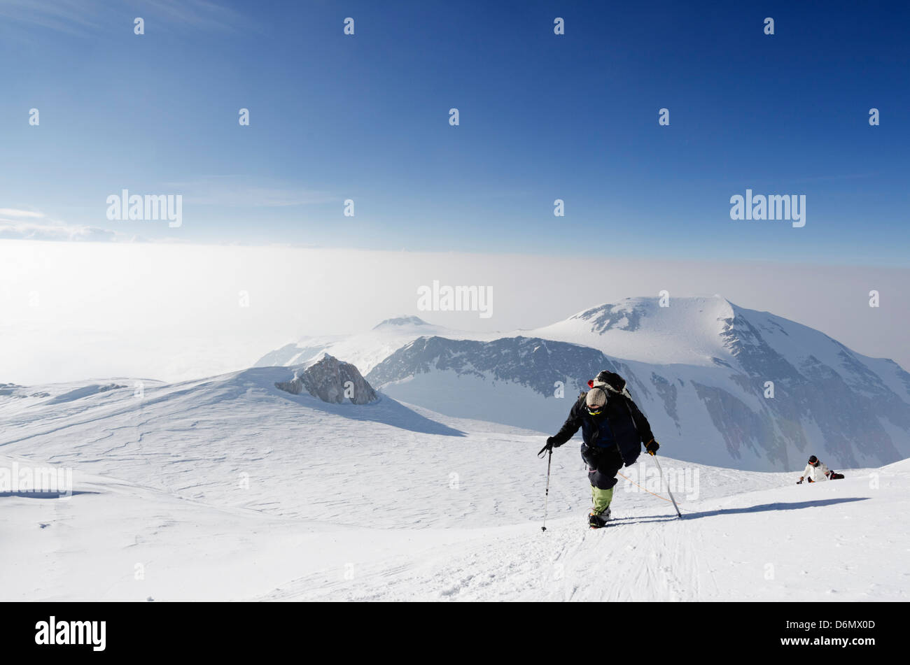 Escursione di alpinismo sul Monte McKinley 6194m, Parco Nazionale di Denali, Alaska, Stati Uniti d'America, STATI UNITI D'AMERICA Foto Stock