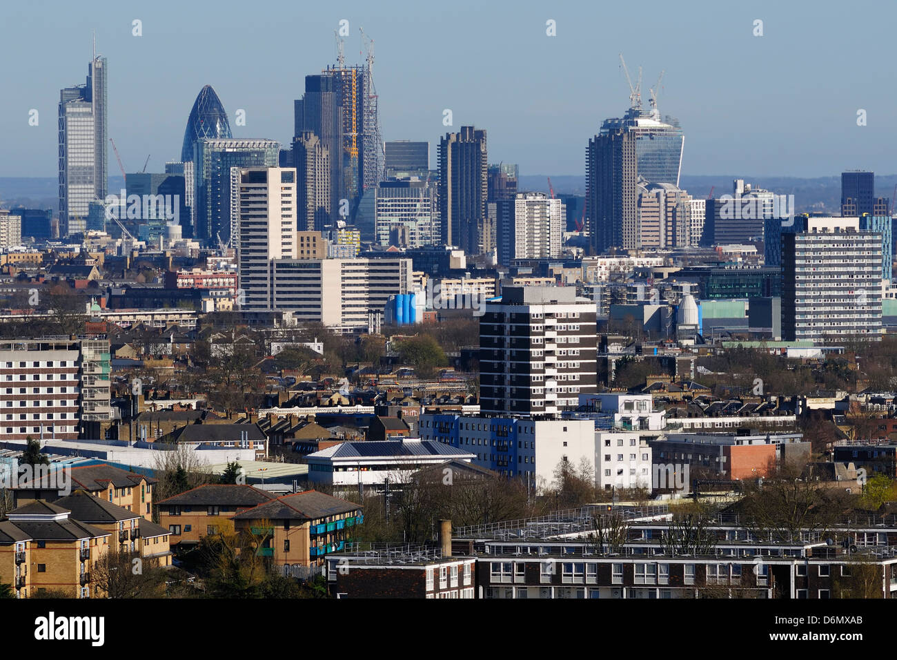 City of London skyline da Hamptead Heath, North London REGNO UNITO Foto Stock