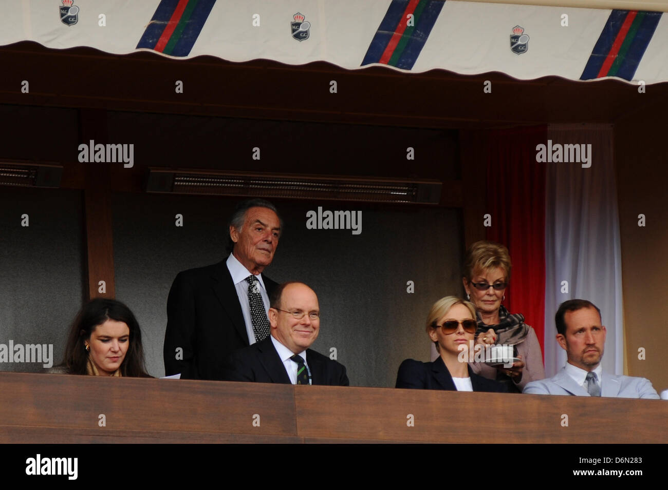 Monte Carlo, Monaco. Xx Aprile, 2013. Il principe Alberto di Monaco durante l'ATP Monte Carlo Rolex Masters dal Monte Carlo Country Club. Foto Stock