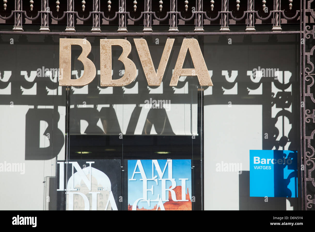 Barcelona, Spagna, una controllata di BBVA Banco Bilbao Vizcaya Foto Stock