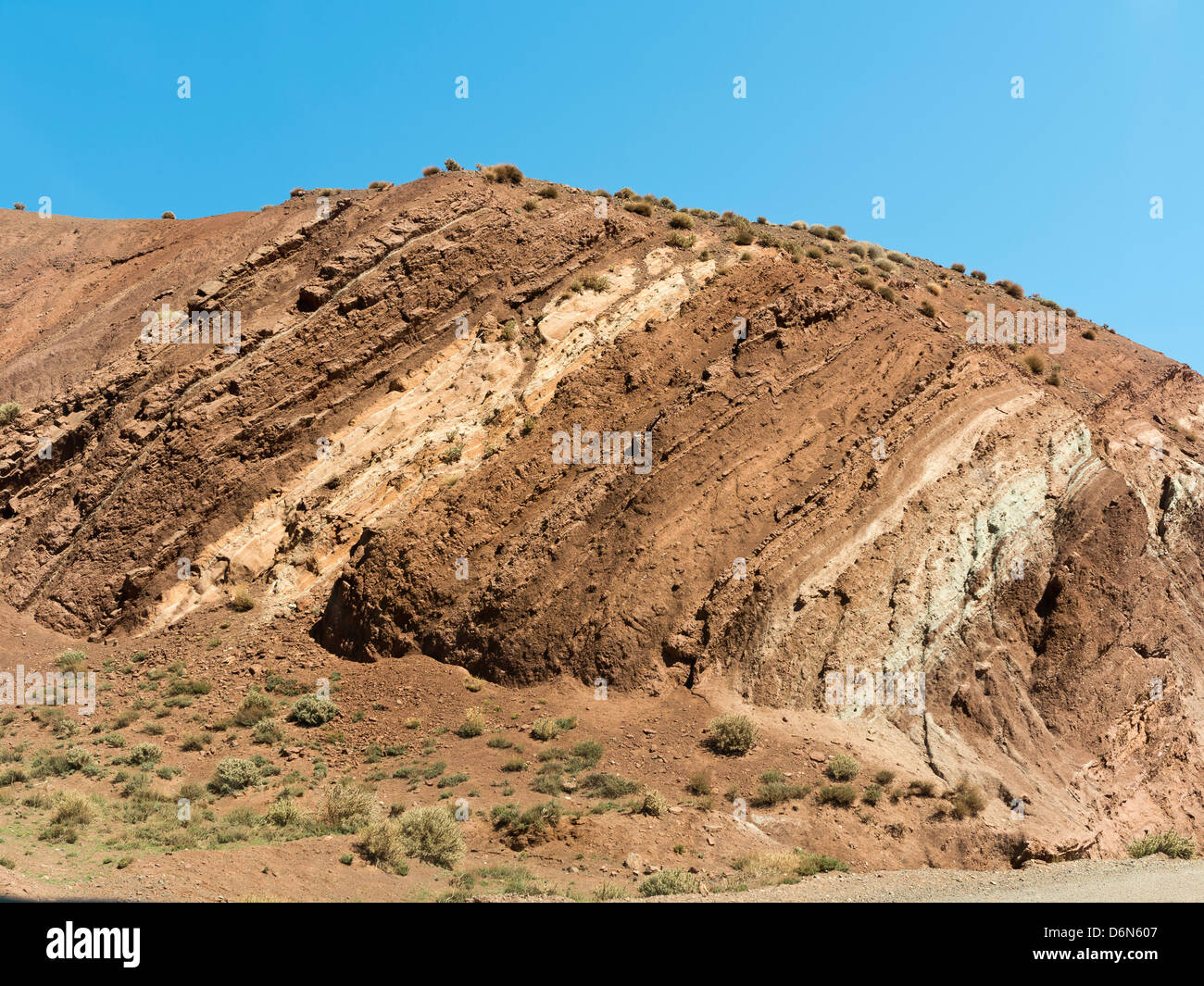 Vedute panoramiche delle formazioni geologiche in Alto Atlante e Anti Atlas Mountains Foto Stock