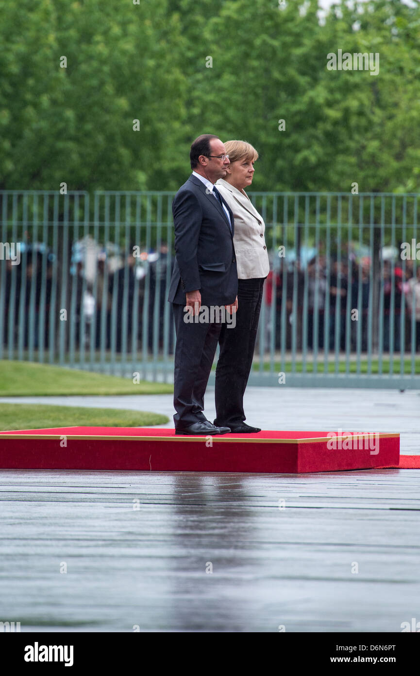 Berlino, Germania, il Cancelliere tedesco Angela Merkel, CDU, e Francois Hollande, stato Presidente della Repubblica francese Foto Stock