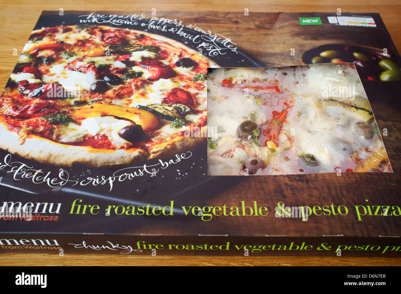 Menu Wairose fuoco verdure arrosto & pizza al pesto Foto Stock