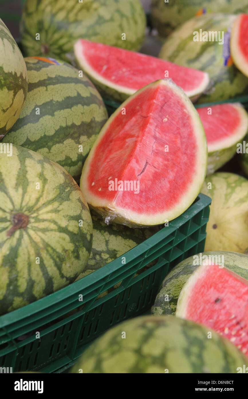 Handewitt, Germania, cocomeri nella vetrina di un negozio. Foto Stock