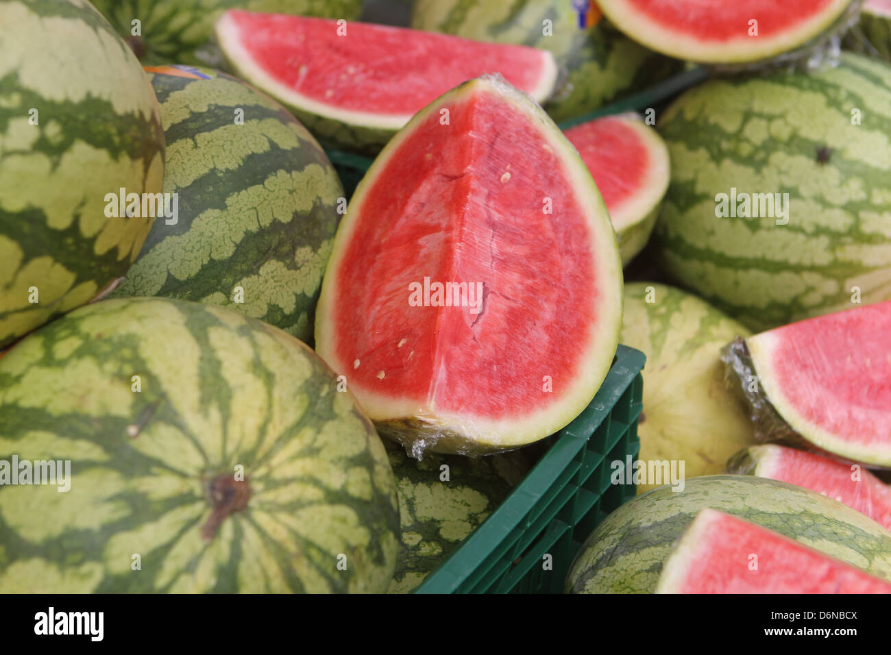 Handewitt, Germania, cocomeri nella vetrina di un negozio. Foto Stock