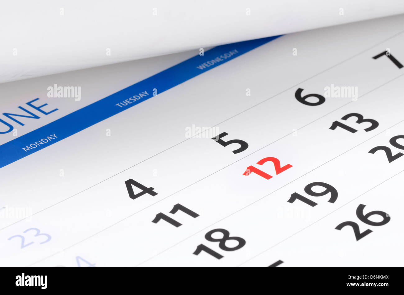 Close-up di pagine del calendario Foto Stock