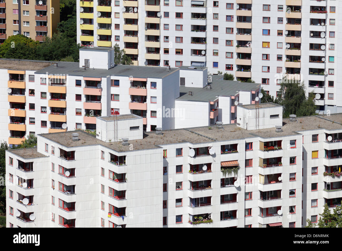 Berlino, Germania, Gropius panoramica della città dalla più alta torre residenziale ideale Foto Stock