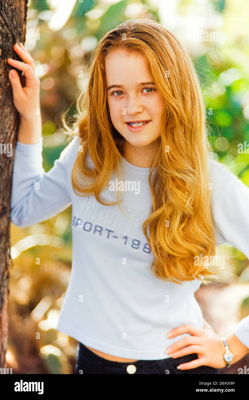 Closeup Ritratto di ragazza adolescente, Miami Foto Stock