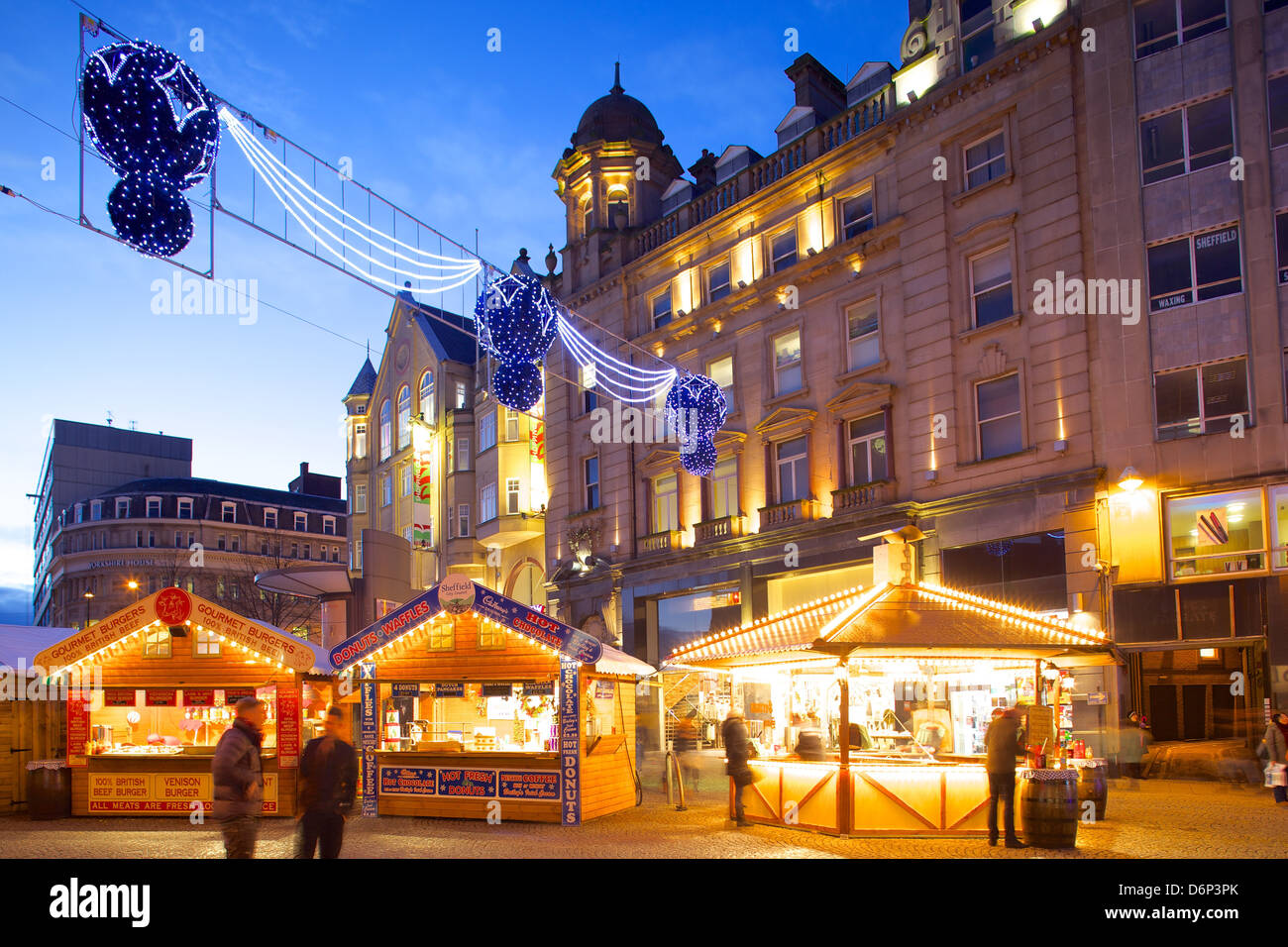 Mercato di Natale, Sheffield South Yorkshire, Yorkshire, Inghilterra, Regno Unito, Europa Foto Stock