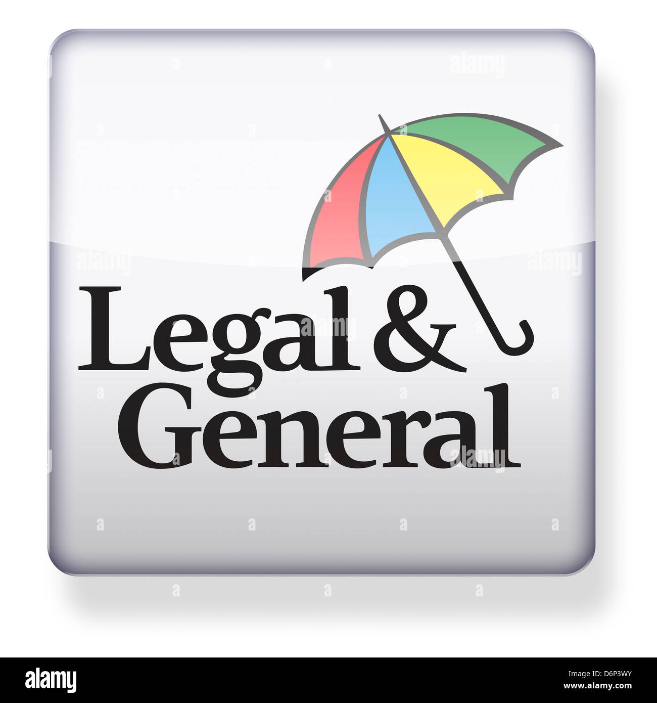Legale e logo generali come un'icona dell'applicazione. Percorso di clipping incluso. Foto Stock