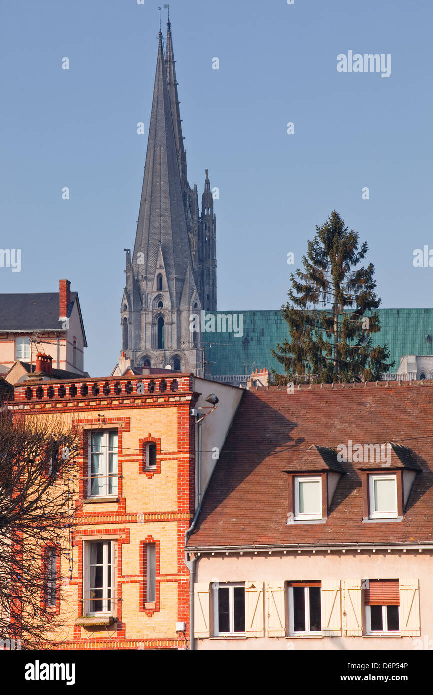 La gotica Cattedrale di Chartres, Sito Patrimonio Mondiale dell'UNESCO, Chartres, Eure-et-Loir, centro, Francia, Europa Foto Stock